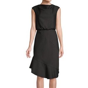 Badgley Mischka Belle Pinstripe Cowl Neck Dress - 8
